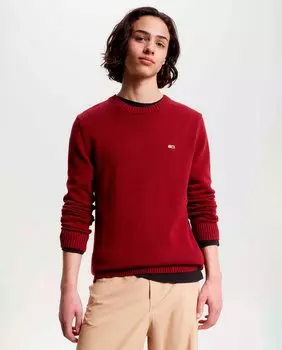 Мужской свитер с логотипом спереди, стандартной посадки Tommy Jeans, гранатовый