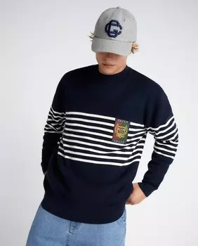 Мужской свитер с матросскими лампасами и щитком Green Coast, синий