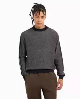 Мужской свитер с микрорисунком и тесьмой Armani Exchange, темно-синий