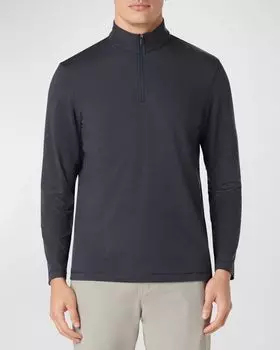 Мужской свитер с молнией длиной в четверть UV50 Performance Bugatchi, цвет Black