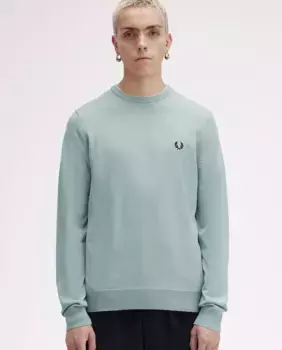 Мужской свитер с однотонным круглым вырезом Fred Perry, светло-голубой