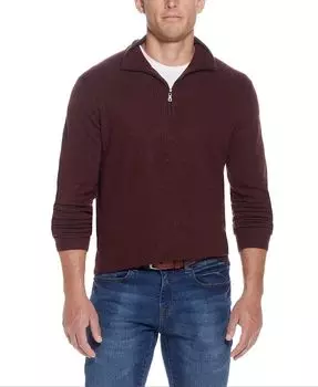 Мужской свитер с текстурированной молнией в четверть и софт-тач Weatherproof Vintage, красный