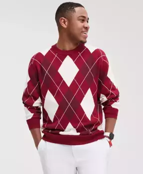 Мужской свитер с узором "аргайл" с круглым вырезом Club Room, красный