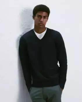 Мужской свитер с V-образным вырезом Easy Wear, темно-синий