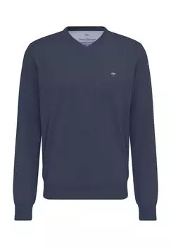 Мужской свитер с V-образным вырезом и вышивкой логотипа FYNCH-HATTON, цвет Night