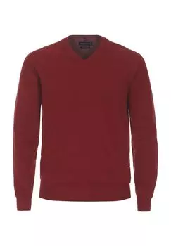 Мужской свитер с V-образным вырезом и ребристыми манжетами CASAMODA, красный