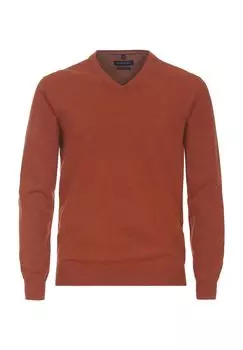 Мужской свитер с V-образным вырезом и ребристыми манжетами CASAMODA, оранжевый