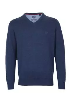 Мужской свитер с v-образным вырезом и вышивкой DUNMORE, цвет 04 Dkl. Blau Mel.