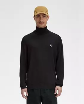 Мужской свитер с водолазкой прямого кроя Fred Perry, темно-зеленый