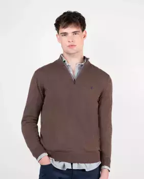 Мужской свитер с воротником-дальнобойщиком El Ganso, коричневый