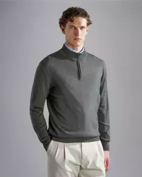 Мужской свитер с воротником на полумолнии Paul & Shark, зеленый