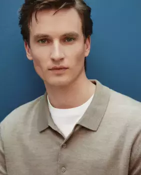 Мужской свитер с воротником-поло Dustin, светло-коричневый