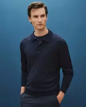 Мужской свитер с воротником-поло Dustin, темно-синий