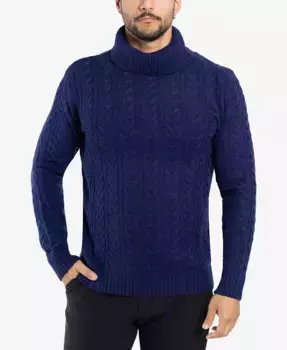 Мужской свитер с воротником-стойкой и узором "косичка" X-Ray, синий