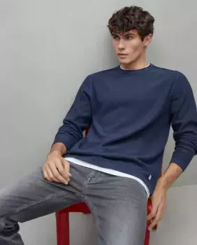 Мужской свитер с вырезом и вырезом Easy Wear, тёмно-синий