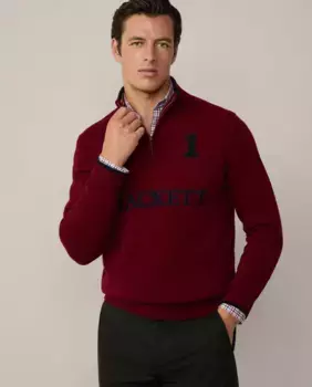 Мужской свитер с высоким воротником и застежкой-молнией до половины Hackett, красный