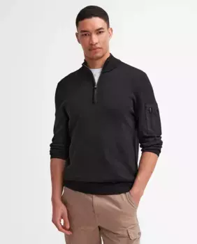 Мужской свитер с высоким воротником и застежкой-молнией до половины Barbour, черный