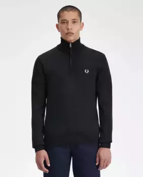 Мужской свитер с высоким воротником и застежкой-молнией Fred Perry, чёрный
