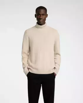 Мужской свитер с высоким воротником из 100% органического хлопка Selected, кремовый