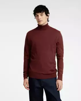 Мужской свитер с высоким воротником из 100% хлопка Selected, бордовый