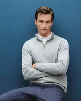 Мужской свитер с высоким воротником на молнии на молнии Dustin, серый