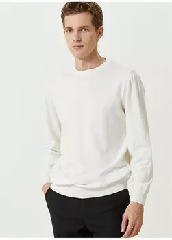 Мужской свитер Slim Fit цвета экрю с круглым вырезом Network