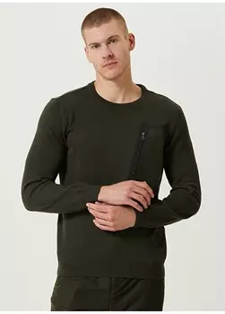 Мужской свитер Slim Fit цвета хаки с круглым вырезом Network