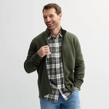 Мужской свитер Sonoma Goods For Life, флисовый кардиган с молнией во всю длину, цвет Olive