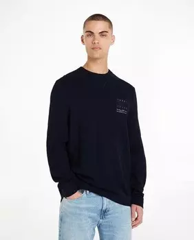 Мужской свитер стандартного кроя с круглым вырезом Tommy Jeans, темно-синий