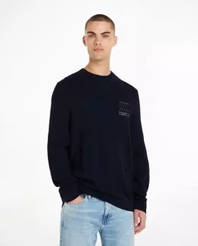 Мужской свитер стандартного кроя с круглым вырезом Tommy Jeans, темно-синий