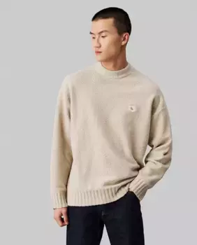Мужской свитер свободного кроя вязки букле Calvin Klein Jeans, бежевый