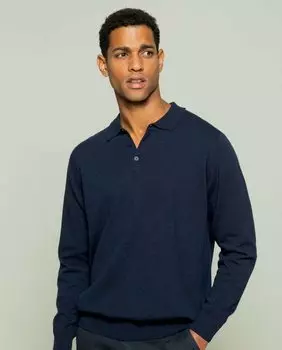 Мужской свитер темно-синего цвета с воротником-поло Scotta 1985, темно-синий