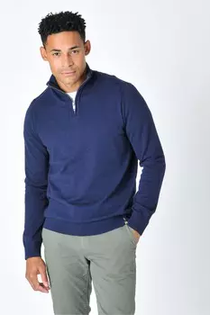 Мужской свитер тивертон на короткой молнии и водолазке Burgs, синий