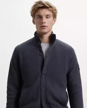 Мужской свитер толстой вязки с рубашечным воротником и застежкой на пуговицы Ecoalf, черный