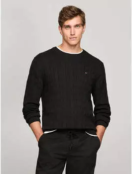 Мужской свитер Tommy Hilfiger с косами, черный