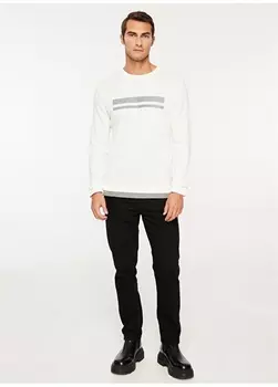 Мужской свитер узкого кроя цвета экрю с круглым вырезом Gmg Frenze