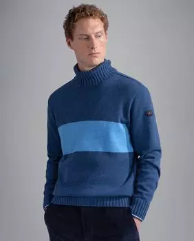 Мужской свитер в широкую полоску Paul & Shark, синий