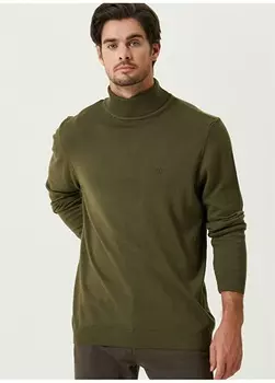 Мужской свитер водолазки Slim Fit цвета хаки Network