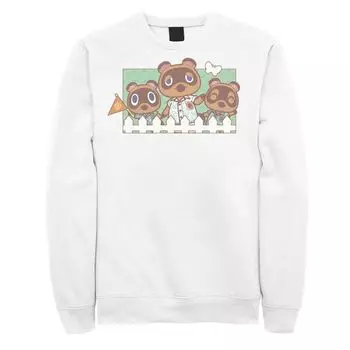 Мужской свитшот Animal Crossing New Horizons Nook Family Portrait Licensed Character, белый