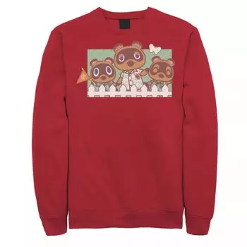 Мужской свитшот Animal Crossing New Horizons Nook Family Portrait Licensed Character, красный