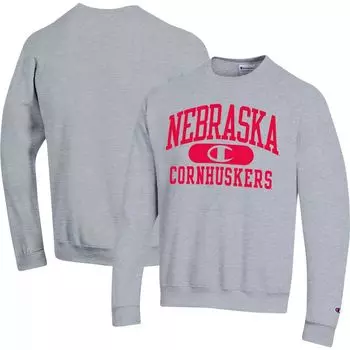 Мужской свитшот Heather Grey Nebraska Huskers Arch Pill Champion