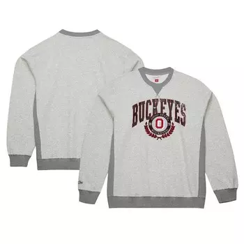 Мужской свитшот из флиса с круглым вырезом Mitchell & Ness Heather Grey Ohio State Buckeyes, цвет Osu Grey