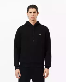 Мужской свитшот из органического хлопка с капюшоном Lacoste, чёрный