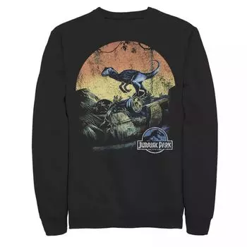 Мужской свитшот Jurassic World Retro Raptor Sunset in Jungle, Black Jurassic Park, черный