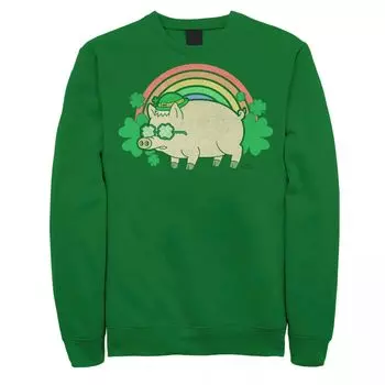 Мужской свитшот ко Дню Святого Патрика с изображением Симпсонов Lucky Pig Rainbow Licensed Character