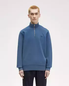 Мужской свитшот на молнии и окантовке Fred Perry, синий