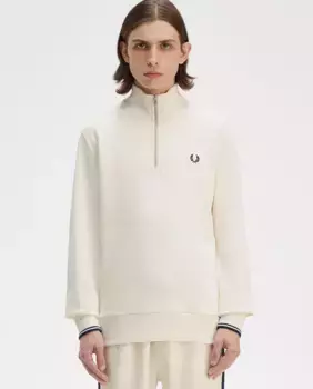Мужской свитшот на молнии и окантовке Fred Perry, цвет Crudo