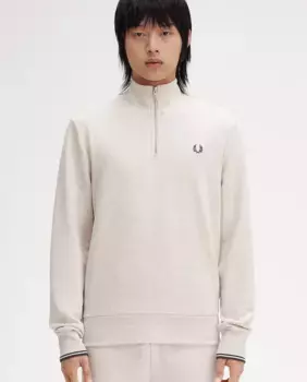 Мужской свитшот на молнии и окантовке Fred Perry, бежевый