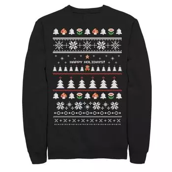 Мужской свитшот Nintendo Super Mario Happy Holidays Pixels Licensed Character