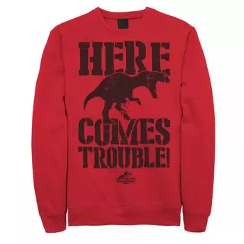 Мужской свитшот «Парк Юрского периода Here Comes Trouble» Licensed Character